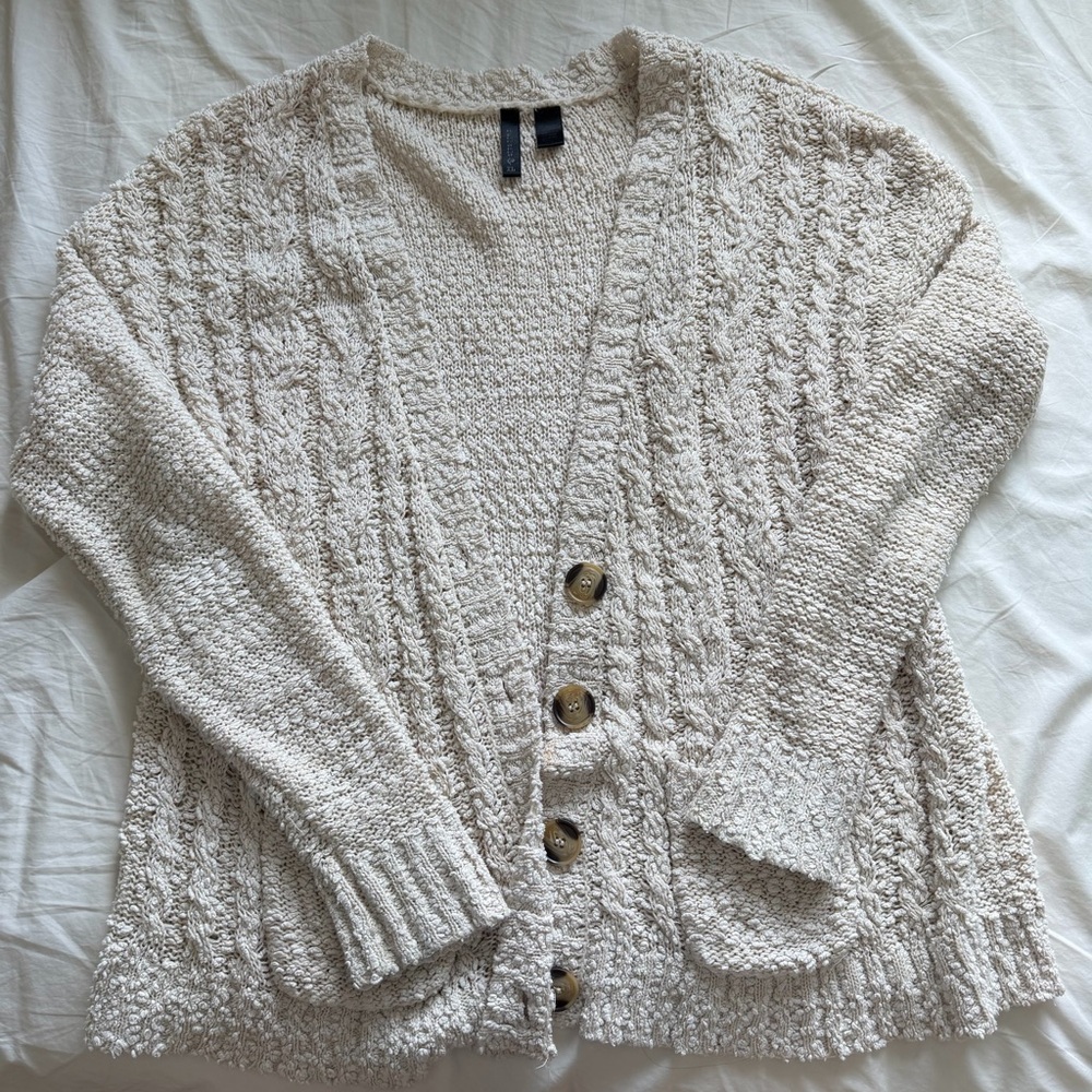 Full Tilt Cream Textured Cardigan